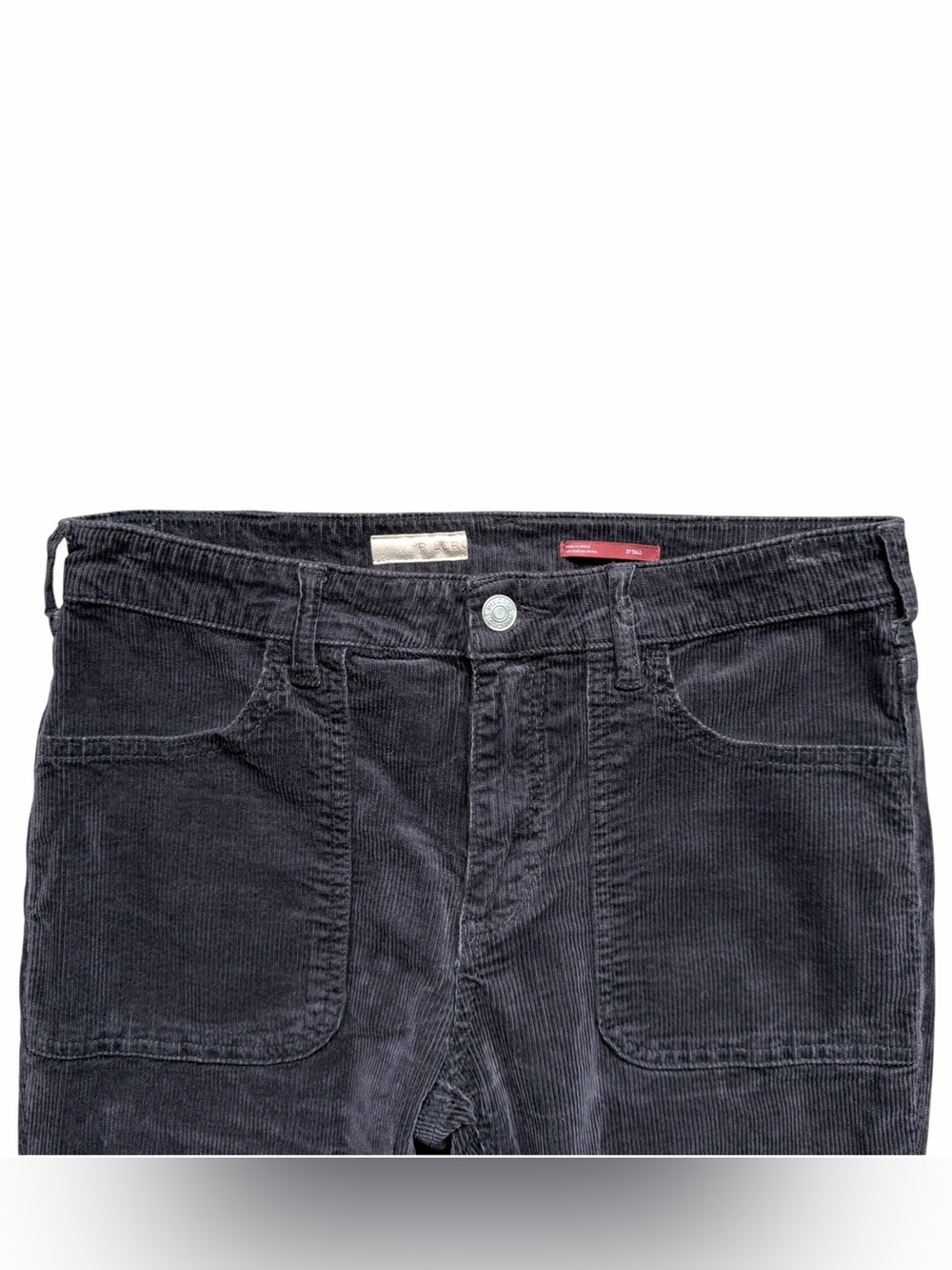 Pilcro The Icon Flare Corduroy Pants 27T Gray Stretch Mid Rise Patch Pockets - Picture 4 of 7